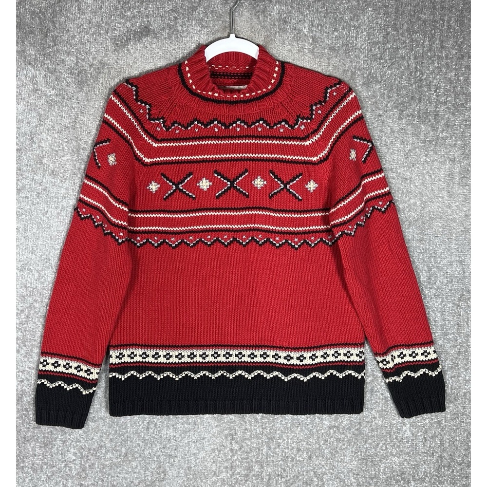 Vintage David Brooks Chunky Knit Sweater Womens Size XL Red Long Sleeve Pullover